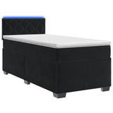 Box Spring Bed with Mattress and LED with Headboard Velvet