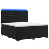 Box Spring Bed with Mattress and LED Black 153 x 203 cm Velvet