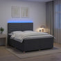 LED Box Spring Bed with Mattress Dark Grey 160 x 200 cm Fabric