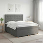 LED Box Spring Bed with Mattress Dark Grey 160 x 200 cm Fabric