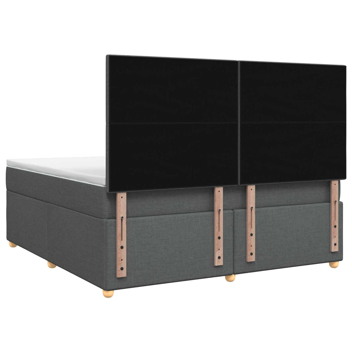LED Box Spring Bed with Mattress Dark Grey 140 x 190 cm Fabric