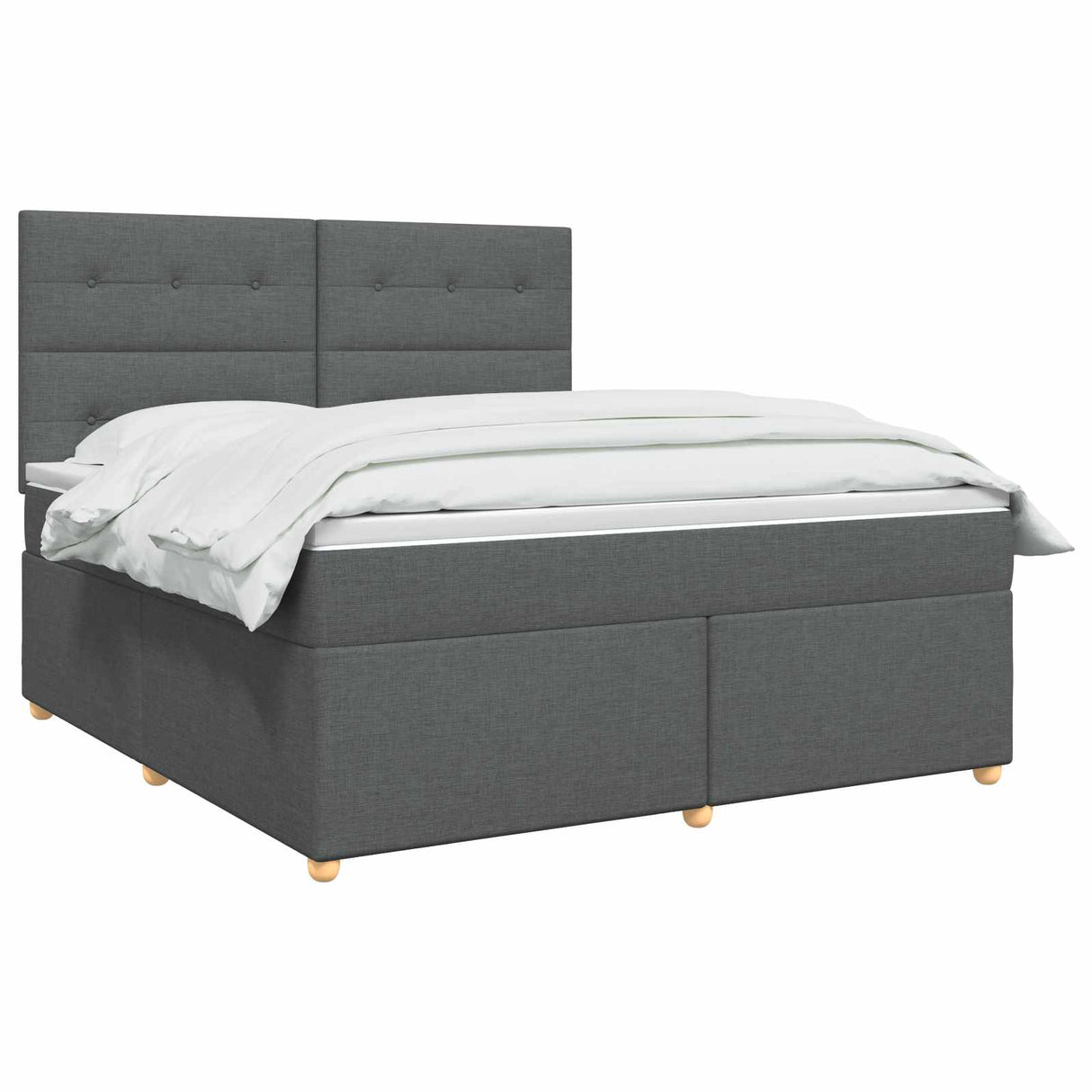 LED Box Spring Bed with Mattress Dark Grey 140 x 190 cm Fabric