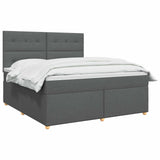 LED Box Spring Bed with Mattress Dark Grey 140 x 190 cm Fabric - Side View