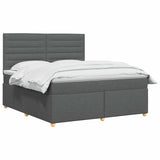 LED Box Spring Bed with Mattress Dark Grey 160 x 200 cm Fabric