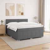 LED Box Spring Bed with Mattress Dark Grey 140 x 190 cm Fabric