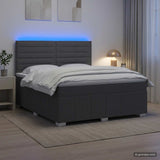 LED Box Spring Bed with Mattress Dark Grey 140 x 190 cm Fabric - Top-Down View