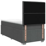 LED Box Spring Bed with Mattress Dark Grey 140 x 190 cm Fabric - Close-Up Angle