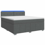 LED Box Spring Bed with Mattress Dark Grey 140 x 190 cm Fabric