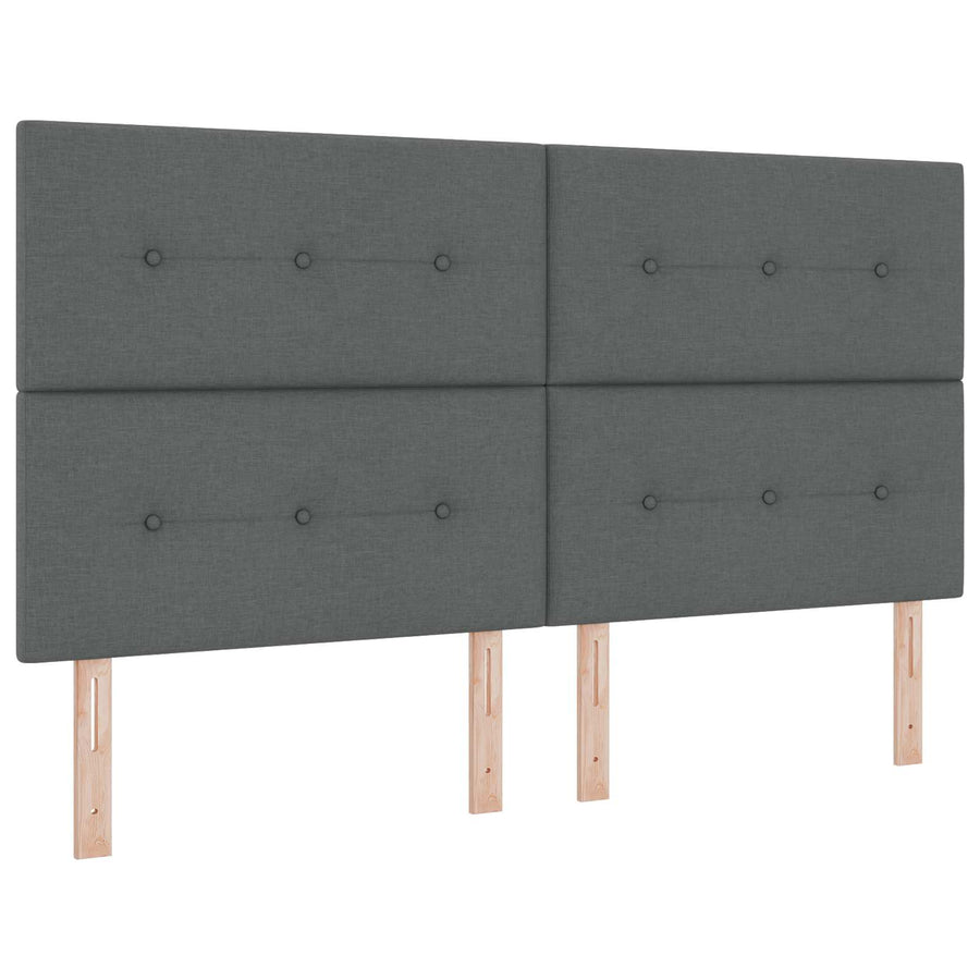 LED Box Spring Bed with Mattress Dark Grey 140 x 190 cm Fabric