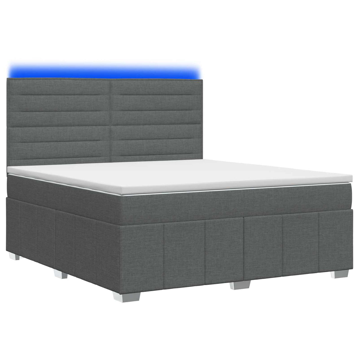 LED Box Spring Bed with Mattress Dark Grey 160 x 200 cm Fabric