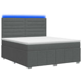 LED Box Spring Bed with Mattress Dark Grey 160 x 200 cm Fabric