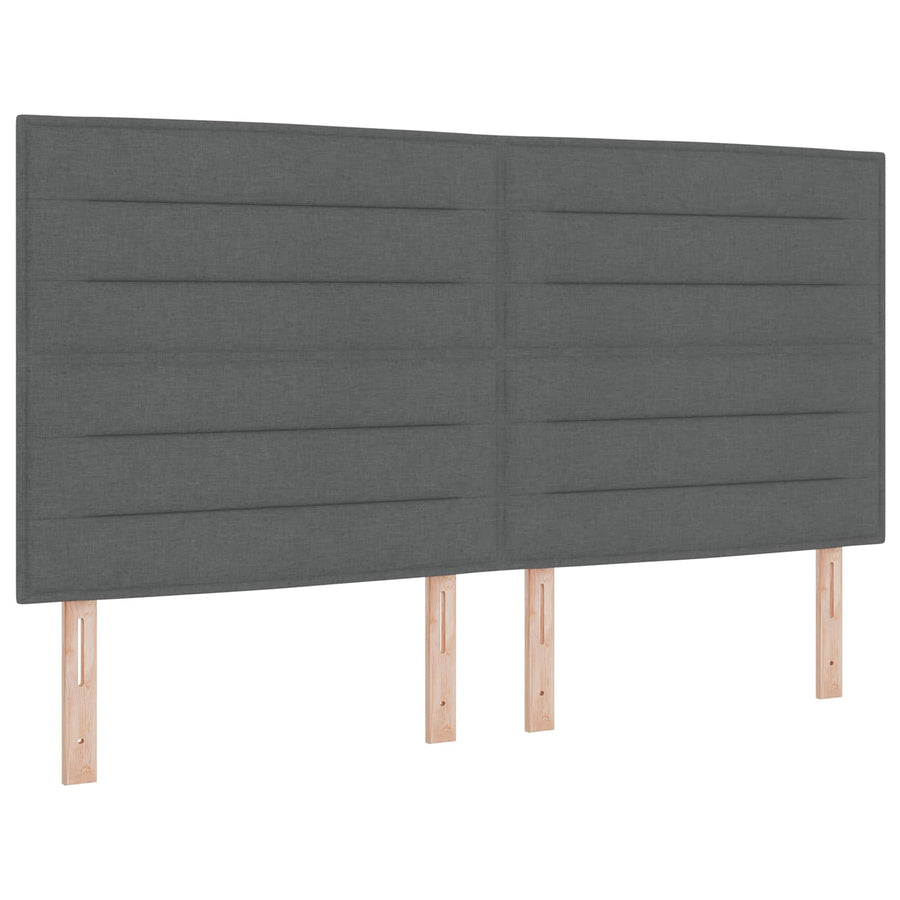 LED Box Spring Bed with Mattress Dark Grey 160 x 200 cm Fabric