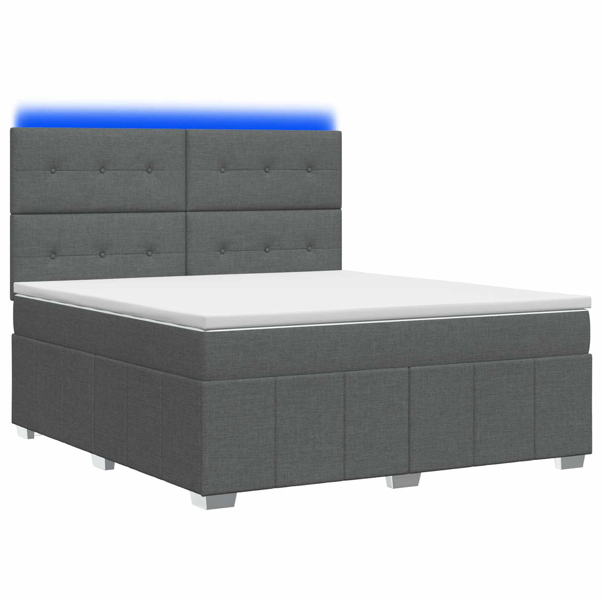 LED Box Spring Bed with Mattress Dark Grey 160 x 200 cm Fabric