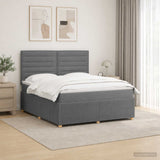 LED Box Spring Bed with Mattress Dark Grey 140 x 190 cm Fabric - Top-Down View