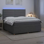 LED Box Spring Bed with Mattress Dark Grey 140 x 190 cm Fabric