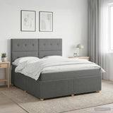 LED Box Spring Bed with Mattress Dark Grey 140 x 190 cm Fabric - Top-Down View