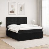 LED Box Spring Bed with Mattress Black 140 x 190 cm Velvet - Top-Down View