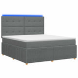 LED Box Spring Bed with Mattress Dark Grey 140 x 190 cm Fabric