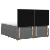 LED Box Spring Bed with Mattress Dark Grey 140 x 190 cm Fabric