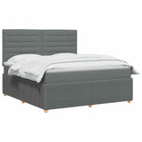 LED Box Spring Bed with Mattress Dark Grey 160 x 200 cm Fabric - Side View