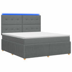 LED Box Spring Bed with Mattress Dark Grey 160 x 200 cm Fabric