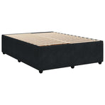 LED Box Spring Bed with Mattress Black 140 x 190 cm Velvet