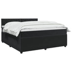 LED Box Spring Bed with Mattress Black 140 x 190 cm Velvet