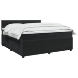 LED Box Spring Bed with Mattress Black 140 x 190 cm Velvet - Front View
