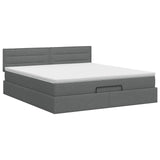 Ottoman Bed with Mattress Dark Grey 137 x 190 cm Fabric