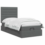 Ottoman Bed with Mattress Dark Grey 107 x 203 cm Fabric
