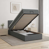Ottoman Bed with Mattress and LED Dark Grey King Single Fabric - Top-Down View