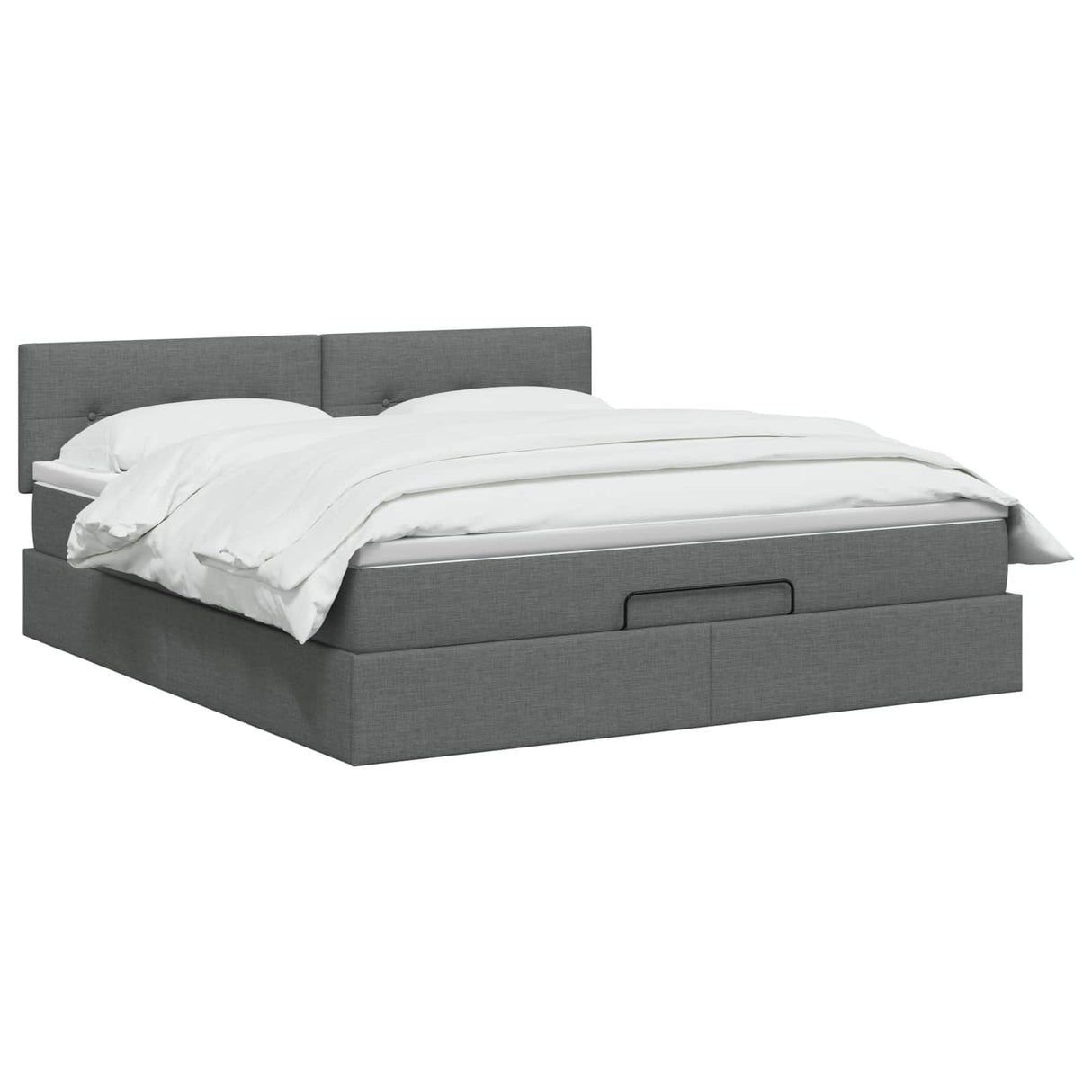 Ottoman Bed with Mattress Dark Grey 152 x 203 cm Fabric