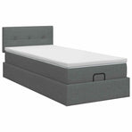 Ottoman Bed with Mattress Dark Grey 107 x 203 cm Fabric