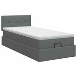 Ottoman Bed with Mattress Dark Grey 107 x 203 cm Fabric - Top-Down View