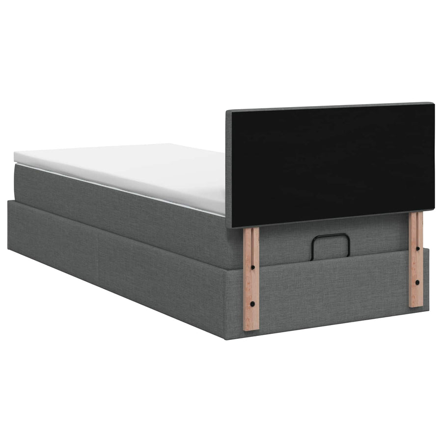 Ottoman Bed with Mattress Dark Grey 107 x 203 cm Fabric