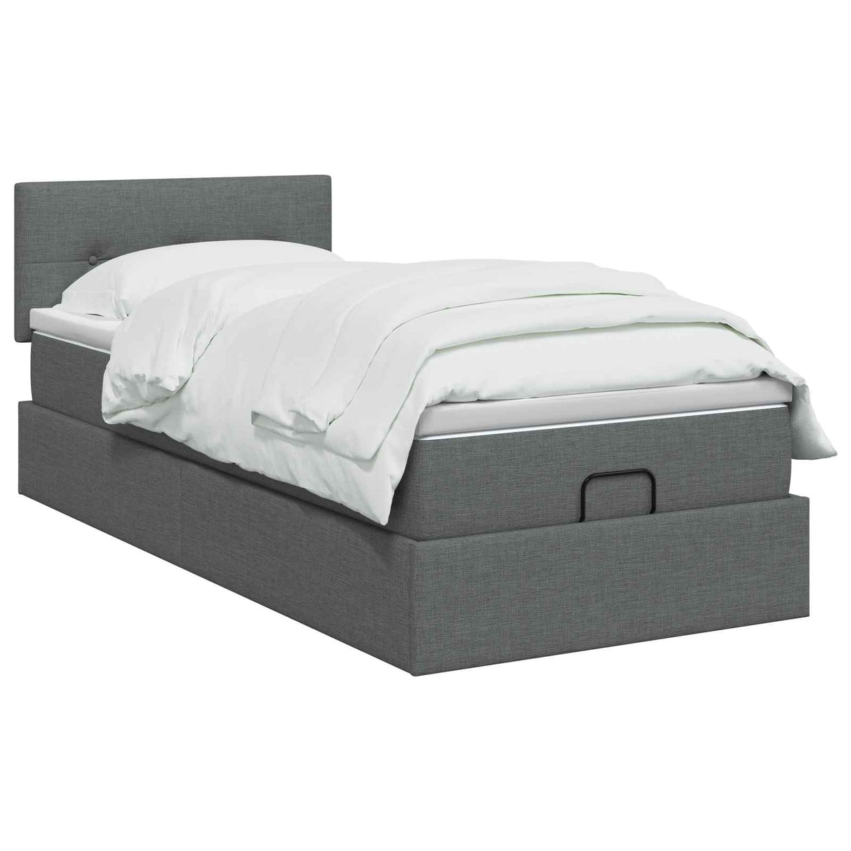 Ottoman Bed with Mattress Dark Grey 107 x 203 cm Fabric