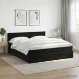 Ottoman Bed with Mattress Black 137 x 190 cm Velvet