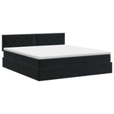 Ottoman Bed with Mattress Black 137 x 190 cm Velvet - Close-Up Angle