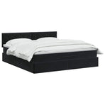 Ottoman Bed with Mattress Black 137 x 190 cm Velvet