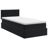 Ottoman Bed with Mattress Black 100 x 200 cm Velvet