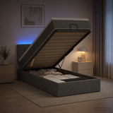 Ottoman Bed with Mattress and LED Dark Grey King Single Fabric - Top-Down View