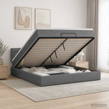 Ottoman Bed with Mattress Dark Grey 137 x 190 cm Fabric