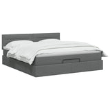 Ottoman Bed with Mattress and LED Dark Grey Queen Fabric
