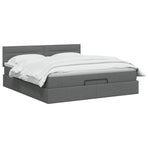 Ottoman Bed with Mattress and LED Dark Grey Queen Fabric