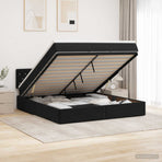 Ottoman Bed with Mattress Black 152 x 203 cm Velvet