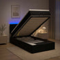 Ottoman Bed with Mattress and LED Black King Single Velvet