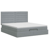 Ottoman Bed with Mattress Dark Grey 137 x 190 cm Fabric