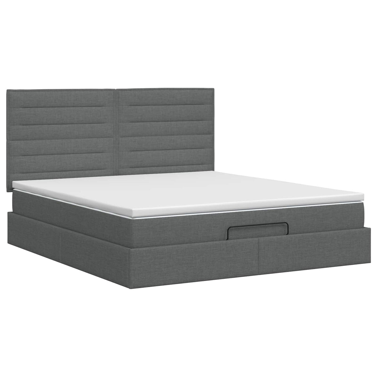 Ottoman Bed with Mattress Dark Grey 152 x 203 cm Fabric