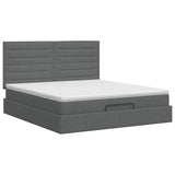 Ottoman Bed with Mattress Dark Grey 152 x 203 cm Fabric