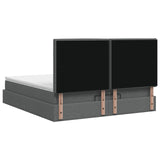 Ottoman Bed with Mattress Dark Grey 152 x 203 cm Fabric